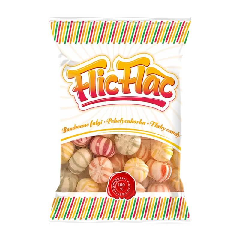 Bomboane Fulgi FlicFlac cu Aroma de Lamaie, Portocale, Vsine si Mar 70g