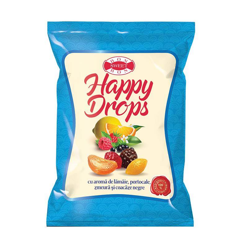 Happy Drops Asortat cu Aroma de Lamaie, Portocale, Zmeura si Coacaze Negre 70g